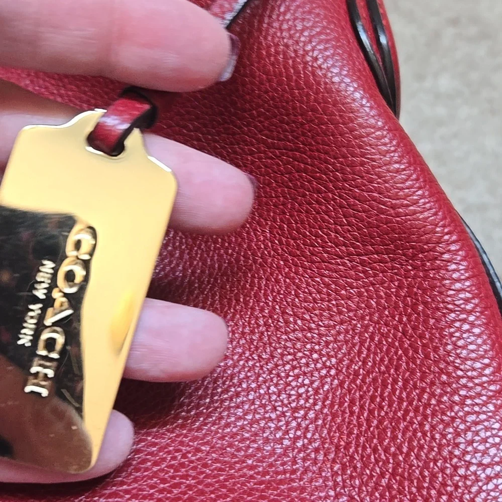 Madison Edie Coach Red Leather Women's Bag, EUC